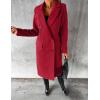 imageIDEALSANXUN Womens Long Wool Coat Double Breasted Trench Coat Fall Winter ClothesWine