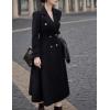 imageIDEALSANXUN Womens Long Wool Coat Fall Winter Double Breasted Trench Coat Peacoat JacketsBlack