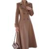 imageIDEALSANXUN Womens Long Wool Coat Fall Winter Double Breasted Trench Coat Peacoat JacketsDark Khaki