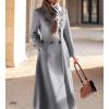 imageIDEALSANXUN Womens Long Wool Coat Fall Winter Double Breasted Trench Coat Peacoat JacketsGrey