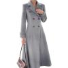 imageIDEALSANXUN Womens Long Wool Coat Fall Winter Double Breasted Trench Coat Peacoat JacketsGrey