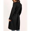 imageIDEALSANXUN Womens Long Wool Coat Fall Winter Notch Lapel Trench Coat Peacoat JacketsBlack
