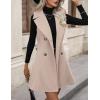 imageIDEALSANXUN Womens Long Wool Vest Fall Winter Sleeveless Blazer Jackets Double Breasted Trench Coat with BeltBeige