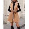 imageIDEALSANXUN Womens Long Wool Vest Fall Winter Sleeveless Blazer Jackets Double Breasted Trench Coat with BeltCamel