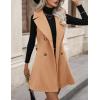 imageIDEALSANXUN Womens Long Wool Vest Fall Winter Sleeveless Blazer Jackets Double Breasted Trench Coat with BeltCamel