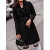 imageIDEALSANXUN Womens Wool Coats Fall Winter Double Breasted Trench Coat with BeltBlack