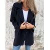 imageIDEALSANXUN Wool Pea Coats for Women Fall Winter Classic Mid Length Peacoat Trench Coat Blazer JacketBlack