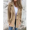 imageIDEALSANXUN Wool Pea Coats for Women Fall Winter Classic Mid Length Peacoat Trench Coat Blazer JacketKhaki