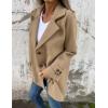 imageIDEALSANXUN Wool Pea Coats for Women Fall Winter Classic Mid Length Peacoat Trench Coat Blazer JacketKhaki