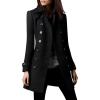 imageIDEALSANXUN Double Breasted Wool Coats for Women Trendy Fall Winter Mid Pea Trench Coat Blazer Jackets OvercoatBlack