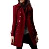 imageIDEALSANXUN Double Breasted Wool Coats for Women Trendy Fall Winter Mid Pea Trench Coat Blazer Jackets OvercoatWine
