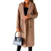 imageIDEALSANXUN Womens Long Wool Coat Double Breasted Trench Coat Fall Winter ClothesKhaki