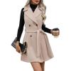 imageIDEALSANXUN Womens Long Wool Vest Fall Winter Sleeveless Blazer Jackets Double Breasted Trench Coat with BeltBeige