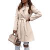 imageIDEALSANXUN Womens Wool Coats Fall Winter Double Breasted Trench Coat with BeltBeige