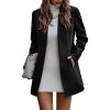 imageIDEALSANXUN Wool Blazer for Women Fall Winter Open Front Blazer Jackets Business Coats Dressy Peacoat Trench CoatBlack