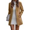 imageIDEALSANXUN Wool Blazer for Women Fall Winter Open Front Blazer Jackets Business Coats Dressy Peacoat Trench CoatKhaki
