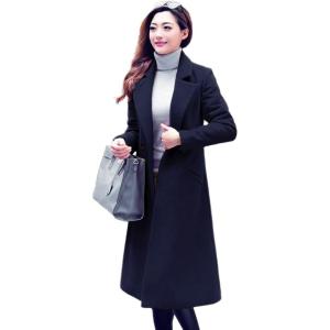 imageIDEALSANXUN Long Wool Coats for Women Fall Winter Coats Wool Jacket PeacoatNavy