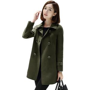 imageIDEALSANXUN Womens Fall Winter Wool Coats Peacoat Double Breasted Trench CoatsArmy