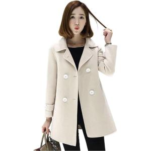 imageIDEALSANXUN Womens Fall Winter Wool Coats Peacoat Double Breasted Trench CoatsBeige 01