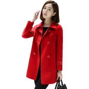 imageIDEALSANXUN Womens Fall Winter Wool Coats Peacoat Double Breasted Trench CoatsRed 01