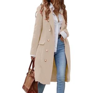imageIDEALSANXUN Womens Long Wool Coat for Women Fall Winter Trench Coat Trendy JacketsBeige