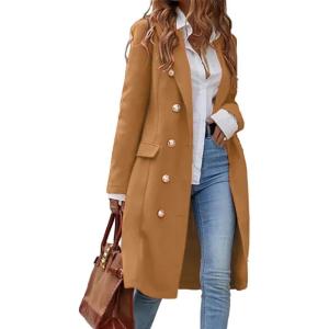 imageIDEALSANXUN Womens Long Wool Coat for Women Fall Winter Trench Coat Trendy JacketsCamel