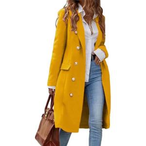 imageIDEALSANXUN Womens Long Wool Coat for Women Fall Winter Trench Coat Trendy JacketsYellow