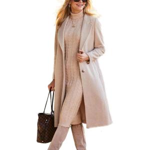 imageIDEALSANXUN Womens Long Wool Coats Fall Winter Single Breasted Trench Coat Dressy Jackets PeacoatBeige