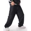 imageIDEALSANXUN Baggy Jeans Men Casual Embroidery Hip Hop Loose Fit Y2k JeansBlack 42