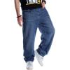 imageIDEALSANXUN Baggy Jeans Men Casual Embroidery Hip Hop Loose Fit Y2k JeansDark Blue 102