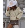 imageIDEALSANXUN Cropped Pea Coat for Women Fall Winter Wool Blazer Jackets Dressy Short Trench Coat OvercoatBeige