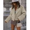 imageIDEALSANXUN Cropped Pea Coat for Women Fall Winter Wool Blazer Jackets Dressy Short Trench Coat OvercoatBeige