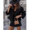 imageIDEALSANXUN Cropped Pea Coat for Women Fall Winter Wool Blazer Jackets Dressy Short Trench Coat OvercoatBlack