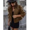 imageIDEALSANXUN Cropped Pea Coat for Women Fall Winter Wool Blazer Jackets Dressy Short Trench Coat OvercoatBrown