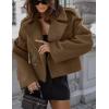imageIDEALSANXUN Cropped Pea Coat for Women Fall Winter Wool Blazer Jackets Dressy Short Trench Coat OvercoatBrown