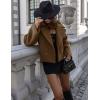 imageIDEALSANXUN Cropped Pea Coat for Women Fall Winter Wool Blazer Jackets Dressy Short Trench Coat OvercoatBrown