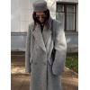 imageIDEALSANXUN Long Wool Coats for Women Fall Winter Maxi Length Peacoat Trench Coat Blazer Jacket Overcoat OuterwearGrey