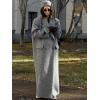 imageIDEALSANXUN Long Wool Coats for Women Fall Winter Maxi Length Peacoat Trench Coat Blazer Jacket Overcoat OuterwearGrey