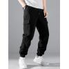 imageIDEALSANXUN Mens Cargo Joggers Pants Casual Cotton Elastic Waist Drawstring Relaxed Fit Work Hiking TrousersBlack