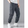 imageIDEALSANXUN Mens Cargo Joggers Pants Casual Cotton Elastic Waist Drawstring Relaxed Fit Work Hiking TrousersGrey