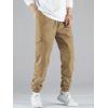 imageIDEALSANXUN Mens Cargo Joggers Pants Casual Cotton Elastic Waist Drawstring Relaxed Fit Work Hiking TrousersKhaki