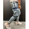 imageIDEALSANXUN Mens Cargo Slim Fit Skinny Ripped Jeans Striped Denim PantsLight Blue