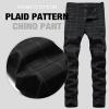 imageIDEALSANXUN Plaid Pants for Men Dress Chino Stright Leg Casual Skinny Pants2 Black