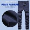 imageIDEALSANXUN Plaid Pants for Men Dress Chino Stright Leg Casual Skinny Pants2 Blue
