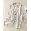 imageIDEALSANXUN Vest for Women Dressy Sleeveless Blazer Spring Summer Vest Tops Business Casual Outfits Office Work ClothesBeige