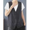 imageIDEALSANXUN Womens Cotton Linen Vest Casual Sleeveless Blazer Cardigans Lightweight Jacket WaistcoatDark Grey