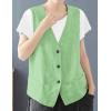 imageIDEALSANXUN Womens Cotton Linen Vest Casual Sleeveless Blazer Cardigans Lightweight Jacket WaistcoatLight Green