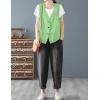 imageIDEALSANXUN Womens Cotton Linen Vest Casual Sleeveless Blazer Cardigans Lightweight Jacket WaistcoatLight Green