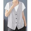 imageIDEALSANXUN Womens Cotton Linen Vest Casual Sleeveless Blazer Cardigans Lightweight Jacket WaistcoatLight Grey