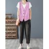 imageIDEALSANXUN Womens Cotton Linen Vest Casual Sleeveless Blazer Cardigans Lightweight Jacket WaistcoatPurple